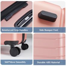 24 Inch Carry On Luggage, Lightweight Expandable ABS Hard Shell Suitcase with TSA Lock & Double Spinner Wheels, Pink - view 3 of 5 | KMFURNILA