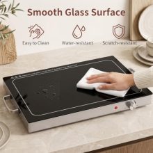 Electric Warming Tray, 25″x15″ Tempered Glass Food Warmer, Black - view 5 of 5 | KMFURNILA