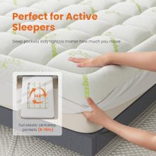 Mattress Topper, Mattress Pad Viscose Derived from Bamboo, Thick Pillow Top Mattress Pad with Stretchable Pockets, Soft Bed Topper for Back Pain Relief - view 4 of 5 | KMFURNILA