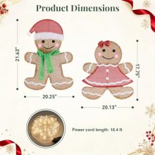 Gingerbread Man Christmas Outdoor Decor with LED Lights, Set of 2 - view 2 of 5 | KMFURNILA