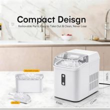 Nugget Ice Maker Countertop, Portable Ice Makers Machine with Removable Basket and Scoop, Self-Cleaning, Quiet, 6-Min Ready, 24lbs in 24Hrs, Visible, for Home, Party, RV, Camping, White - view 4 of 5 | KMFURNILA