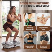 Vibration Plate Exercise Machine, Vibrating Platform Full Body Workout with Auto Modes & Pull Ropes for Weight Loss & Muscle Toning, Smart LED Screen Vibrating Shaker for Home Gym - view 3 of 5 | KMFURNILA