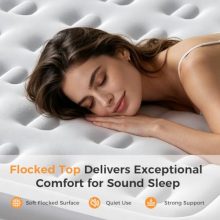 Air Mattress Queen with Built-in Pump, Inflatable Blow Up Camping Mattress with 22″ Raised Comfort for Home, Portable Mattress 660 lbs Weight Capacity, Double Height & Non-Slip Bottom - view 3 of 5 | KMFURNILA