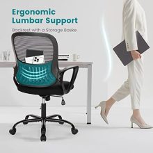 Mesh Office Chairs Managerial Executive Chair, Ergonomic Mid-Back Swivel Computer Desk Chair with Wheels, Comfortable Lumbar Support Comfy Arm for Home Bedroom Study Student, Ink - view 4 of 5 | KMFURNILA