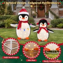 Christmas Penguin Decorations Outdoor, 2-Piece Lighted Pop Up Penguin Decor with Metal Base, Collapsible Christmas Yard Decorations for Lawn Front Porch, 150 LED Lights, Red - view 5 of 5 | KMFURNILA