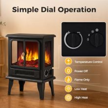 19″ Electric Freestanding Fireplace, Small Fireplace Space Heater - view 2 of 5 | KMFURNILA