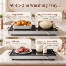 Electric Warming Tray, 25″x15″ Tempered Glass Food Warmer, Black - view 4 of 5 | KMFURNILA