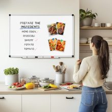 Magnetic Dry Erase Board & Whiteboard, 47.8 X 32 Inches, Silver Aluminum Frame, Comes with 1 Dry Eraser, 2 Dry Erase Markers 1 Pen Tray & 4 Push Pin Magnets - view 2 of 5 | KMFURNILA