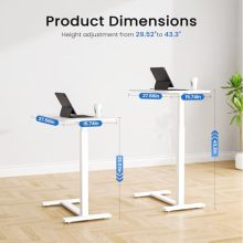 Bedside Table with Wheels Hospital Over Bed Table Trays for Eating, Adjustable Height Rolling Desk Portable Mobile Laptop Desk for Home Medical Breakfast TV Counch with Metal Base, Milky - view 3 of 5 | KMFURNILA