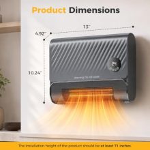 Wall Space Heater, 13IN Electric Small Heaters for Indoor Use - view 2 of 5 | KMFURNILA