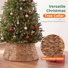 24 Inch Woven Christmas Tree Collar, Water Hyacinth, Brown - view 5 of 5 | KMFURNILA