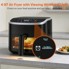 Air Fryer 4QT, Compact Airfryer with Interior Light and Easy View Window, 8 Custom Cooking Presets & Digital Touchscreen, Nonstick Basket for Air Fry, Roast, Broil, Reheat, Dishwasher Safe - view 2 of 5 | KMFURNILA