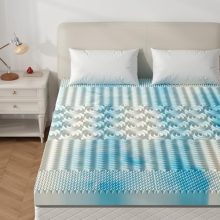 2 Inch 5-Zone Cooling Gel Memory Foam Mattress Topper Full, Blue - view 2 of 5 | KMFURNILA