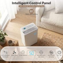 55Pints Dehumidifier with Drain Hose, 5,500 Sq.Ft Dehumidifier for Basement, 5L/1.32 Gallon Tank, Energy Star Cert. 42dB, Humidity Display Ring, Humidity Remover for Home, Bedroom & Bathroom - view 3 of 5 | KMFURNILA