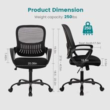 Mesh Office Chairs Managerial Executive Chair, Ergonomic Mid-Back Swivel Computer Desk Chair with Wheels, Comfortable Lumbar Support Comfy Arm for Home Bedroom Study Student, Ink - view 3 of 5 | KMFURNILA