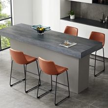 Modern 26-Inch Counter Height Bar Stool Set of 2, Faux Leather Upholstered Kitchen Island Chairs with Backrest and Sturdy Metal Frame, Coffee - view 5 of 5 | KMFURNILA