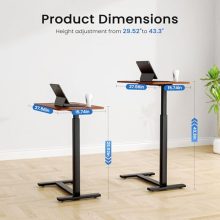 Bedside Table with Wheels Hospital Over Bed Table Trays for Eating, Adjustable Height Rolling Desk Portable Mobile Laptop Desk for Home Medical Breakfast TV Counch with Metal Base, Brown - view 3 of 5 | KMFURNILA