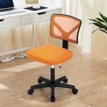 Office Computer Desk Mesh Chair, Ergonomic Small Low-Back Swivel Rolling Chairs with Wheels, Armless Comfy Seat Lumbar Support for Home, Small Spaces, Bedroom, Study, Student, Adults, Orange - view 5 of 5 | KMFURNILA