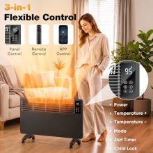 Panel Convector Heater Indoor Use, 1500W Semi-Mesh Space Heater - view 3 of 5 | KMFURNILA
