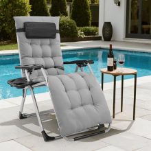 Zero Gravity Chair with Cushion & Tray, Portable Zero Gravity Recliner, Foldable Outdoor Lounge Chair for Patio, Camping & Backyard, Adjustable Anti-Gravity Chair, 440 lbs Capacity - view 2 of 5 | KMFURNILA