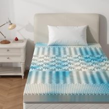 3 Inch 5-Zone Cooling Gel Memory Foam Mattress Topper Twin, Blue - view 2 of 5 | KMFURNILA