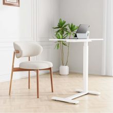 Bedside Table with Wheels Hospital Over Bed Table Trays for Eating, Adjustable Height Rolling Desk Portable Mobile Laptop Desk for Home Medical Breakfast TV Counch with Metal Base, Milky - view 2 of 5 | KMFURNILA