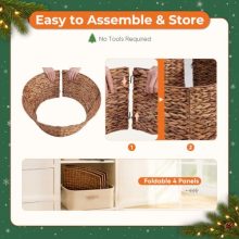 24 Inch Woven Christmas Tree Collar, Water Hyacinth, Brown - view 4 of 5 | KMFURNILA