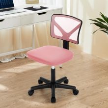 Office Computer Desk Mesh Chair, Ergonomic Small Low-Back Swivel Rolling Chairs with Wheels, Armless Comfy Seat Lumbar Support for Home, Small Spaces, Bedroom, Study, Student, Adults, Pink - view 5 of 5 | KMFURNILA