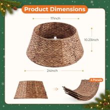 24 Inch Woven Christmas Tree Collar, Water Hyacinth, Brown - view 2 of 5 | KMFURNILA