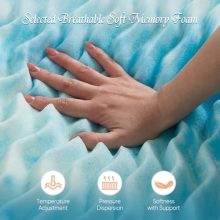 2 Inch 5-Zone Cooling Gel Memory Foam Mattress Topper Full, Blue - view 4 of 5 | KMFURNILA