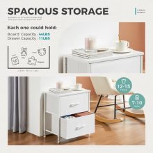 White Nightstand with Two Drawer Side Tables Living Room 2 Drawer Dresser Bedroom End Bedside Table Cabinet with Storage Night Stand, Wooden Top Metal Frame Handle, 20” Tall - view 3 of 5 | KMFURNILA