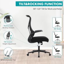 Ergonomic Office Desk Mesh Computer Chair High Back, Rolling Swivel Home Gaming Chairs with Wheels Comfy Lumbar Support, Flip-up Arms, 120° Tilt for Bedroom, Study, Work, Student, Ink - view 5 of 5 | KMFURNILA