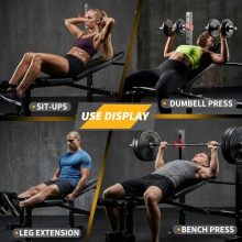 Adjustable Weight Bench, Foldable Bench Press Set with Leg Extension and Curl, 650 LBS Heavy Duty Full Body Strength Training Bench for Home Gym, Black & Red - view 4 of 5 | KMFURNILA