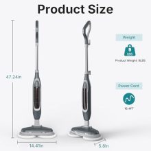 Steam Mop, Floor Steamer with 4 Cleaning Modes, Steam Mops for Floor Cleaning with LED Headlights & Rotating Scrub Pads, 16.4 FT Cord, for Hardwood Floors & Tile - view 2 of 5 | KMFURNILA