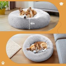 37.4×37.4 Inch Dog Bed Large Sized Dog, Donut Shape Cat Beds for Indoor Cats with Washable, Anti-Slip, Faux Fur - view 3 of 5 | KMFURNILA