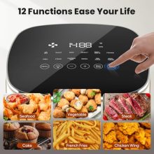 Air Fryer, 6QT Square Airfryer with Visual Window, 400°F Fast Heating Air Fryers Oven with Timer, Auto-Off, Non Toxic & Non Stick, Multiple 12 Modes for Roast, Bake, Dehydrate, Fry, Reheat - view 4 of 5 | KMFURNILA