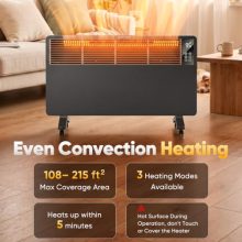 Panel Convector Heater Indoor Use, 1500W Semi-Mesh Space Heater - view 2 of 5 | KMFURNILA