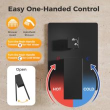 12 Inch Rainfall Shower System with Handheld Spray Matte Black - view 4 of 5 | KMFURNILA