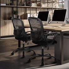 Mesh Office Chairs Managerial Executive Chair, Ergonomic Mid-Back Swivel Computer Desk Chair with Wheels, Comfortable Lumbar Support Comfy Arm for Home Bedroom Study Student, Ink - view 2 of 5 | KMFURNILA