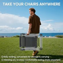 Zero Gravity Chair with Cushion & Tray, Portable Zero Gravity Recliner, Foldable Outdoor Lounge Chair for Patio, Camping & Backyard, Adjustable Anti-Gravity Chair, 440 lbs Capacity - view 5 of 5 | KMFURNILA