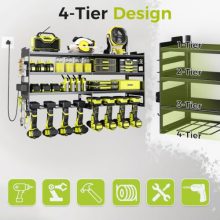 Power Tool Organizer with 4-Outlet Power Strip & Charging Station - view 3 of 5 | KMFURNILA