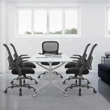 Mesh Office Chair, Ergonomic Mid-Back Mesh Swivel Task Computer Desk Chairs with Wheels, Lumbar Support, Comfy Flip-up Arms for Home, Bedroom, Study, Student, Ink - view 2 of 5 | KMFURNILA