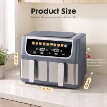 2 Baskets Air Fryer 9.5 QT, 10 in 1 Dual Air Fryers with Ceramic Crisper Plate, 80-450°F Wide Temp, Smart Cooking Mode with Match & Sync Cook, Shake Reminder, Roast, Defrost, Bake, Grey - view 2 of 5 | KMFURNILA