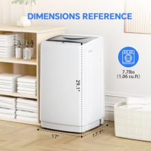 Portable Washing Machine, 1.06 Cu.Ft. Full-Automatic Laundry Machine with Child Safety Lock, 10 Wash Cycles & 3 Water Levels, 7.7 LBS Compact Washer for Apartment Dorm RV Camping, White - view 2 of 5 | KMFURNILA