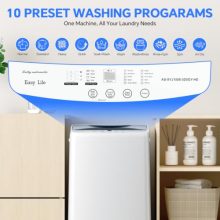 Portable Washing Machine, 1.06 Cu.Ft. Full-Automatic Laundry Machine with Child Safety Lock, 10 Wash Cycles & 3 Water Levels, 7.7 LBS Compact Washer for Apartment Dorm RV Camping, White - view 4 of 5 | KMFURNILA