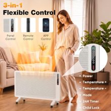 Panel Convector Heater Indoor Use, 1500W Full Mesh Space Heater - view 3 of 5 | KMFURNILA