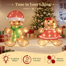 Gingerbread Man Christmas Outdoor Decor with LED Lights, Set of 2 - view 3 of 5 | KMFURNILA