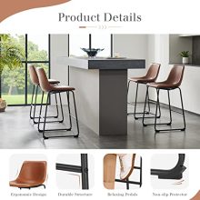 Modern 26-Inch Counter Height Bar Stool Set of 2, Faux Leather Upholstered Kitchen Island Chairs with Backrest and Sturdy Metal Frame, Coffee - view 3 of 5 | KMFURNILA