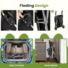 3 Wheel Dogs Stroller for Small to Medium Pets, Foldable Design - view 4 of 5 | KMFURNILA
