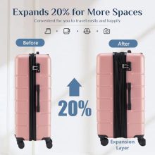 24 Inch Carry On Luggage, Lightweight Expandable ABS Hard Shell Suitcase with TSA Lock & Double Spinner Wheels, Pink - view 2 of 5 | KMFURNILA